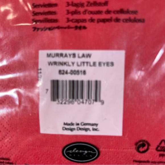 Vintage Murrays Law beverage cocktail napkins sarcastic birthday humor wrinkles - Picture 2 of 6